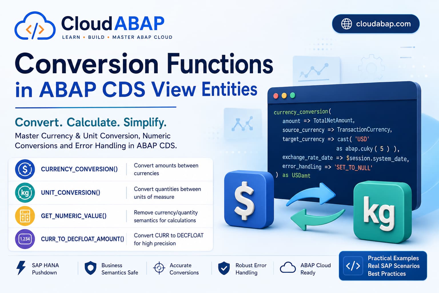 Conversion Functions in ABAP CDS View Entity